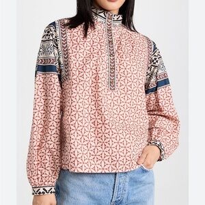 Xirena Izzie Geometric Print Cotton Top in Desert Day XS
